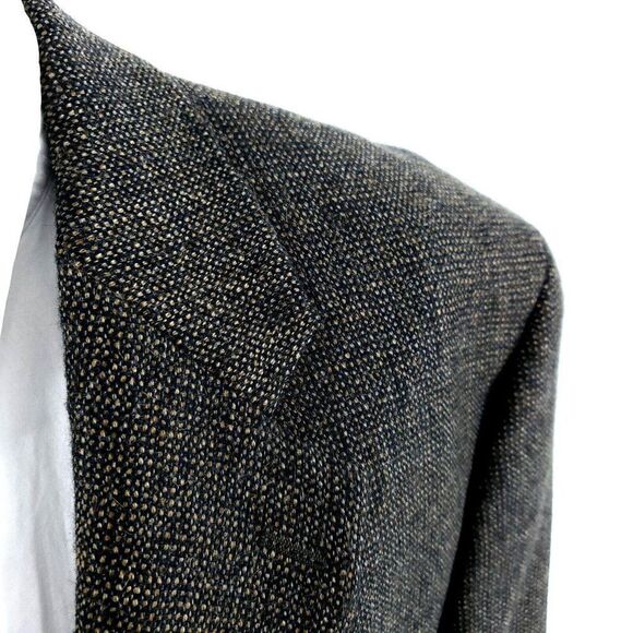 Chaps Ralph Lauren Tweed Wool Alpaca 2 Button Sport Coat 44L Black Tan Birdseye - Picture 2 of 11
